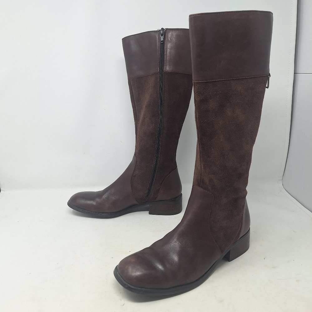Coldwater Creek Brown Suede Leather Knee High Riding Boots Equestrian Size 7 M